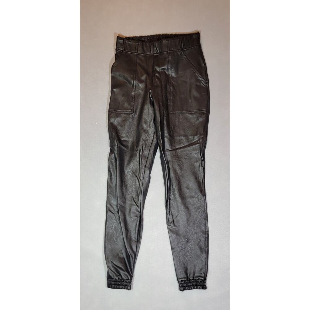 Spanx Faux Leather Jogger Pants Black Small S